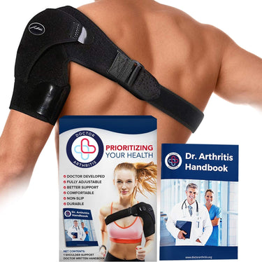 Doctor Developed Shoulder Brace for Pain Relief & Recovery - Left Right Shoulder Brace - for Women Men, with Handbook (Black)